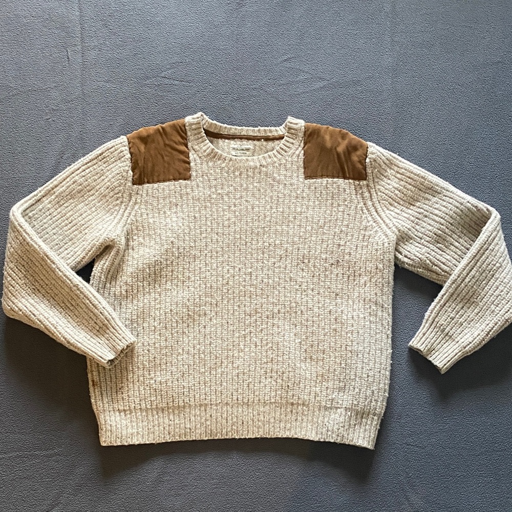 All Saints Cream Sweater with Brown Shoulder Detail